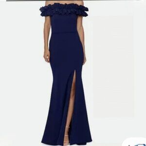 Xscape Off The Shoulder Ruffled Gown Size 2